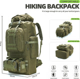Back panel of the 100L MOLLE rucksack showing 3D ventilated honeycomb foam padding