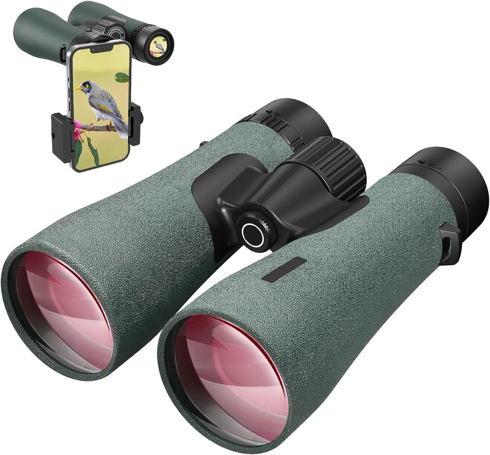 12x50 Binoculars for Adults – UHD, IPX7 Waterproof, 5.8° FOV, Phone Adapter & Carry Case | Hunting & Birding