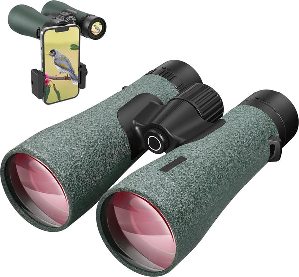 12x50 Binoculars for Adults – UHD, IPX7 Waterproof, 5.8° FOV, Phone Adapter & Carry Case | Hunting & Birding