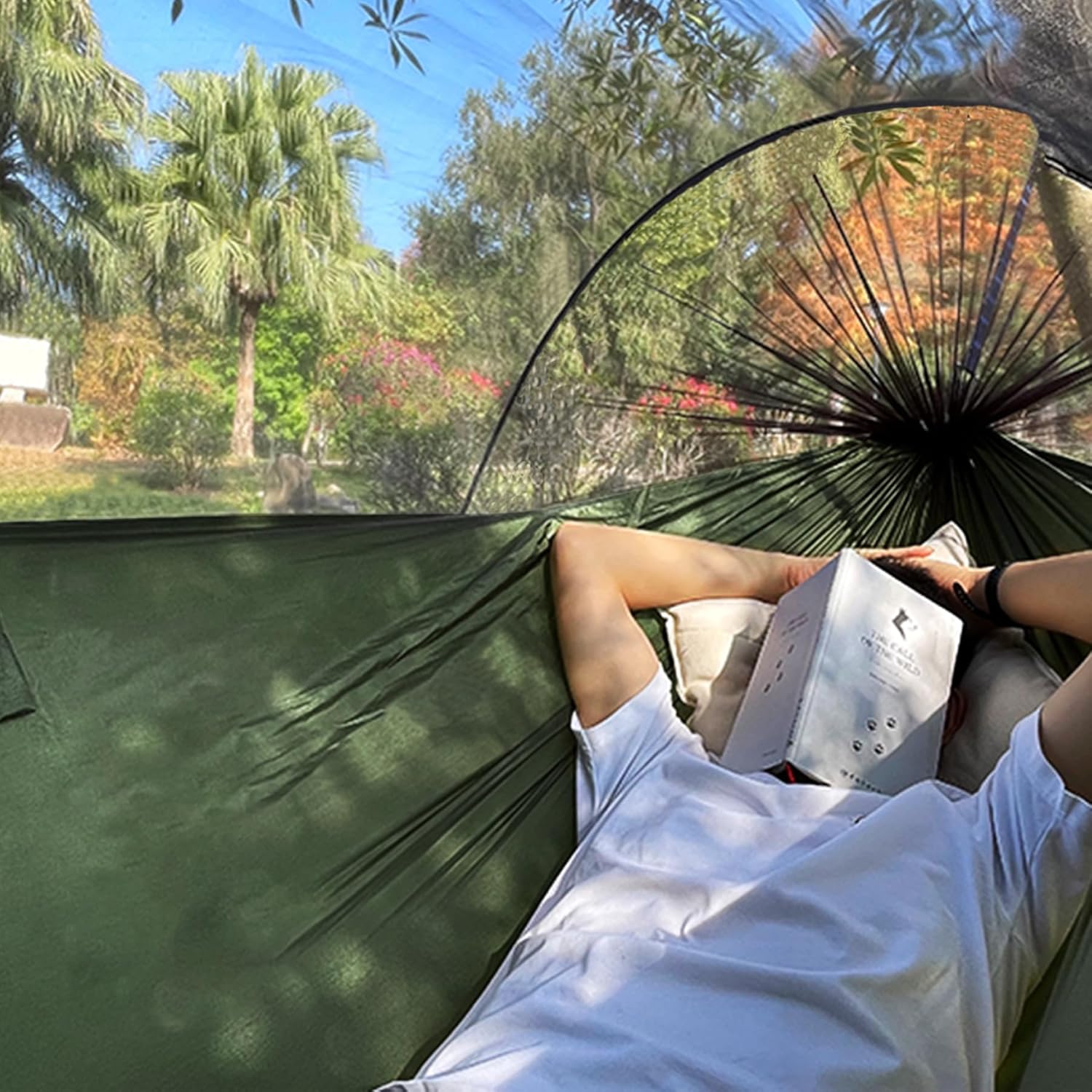 Double Camping Hammock with Mosquito Net – Lightweight 3-in-1 Portable Hammock for Backpacking, Hiking, and Outdoor Travel