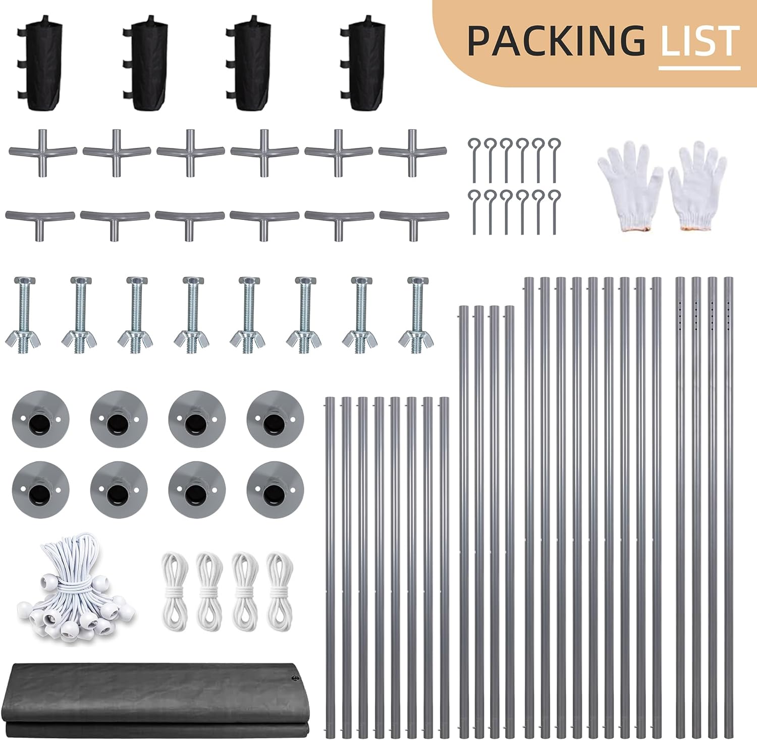 12x20 FT Heavy-Duty Carport Canopy – Portable Car Shelter with Removable Sidewalls & Doors | All-Season Waterproof Tarp for Vehicle Protection – Grey