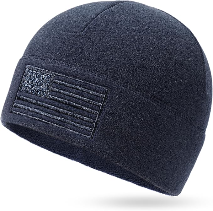 American Flag Fleece Watch Cap – USA Military Tactical Beanie, Multi-Season Warm Winter Hat for Men & Women