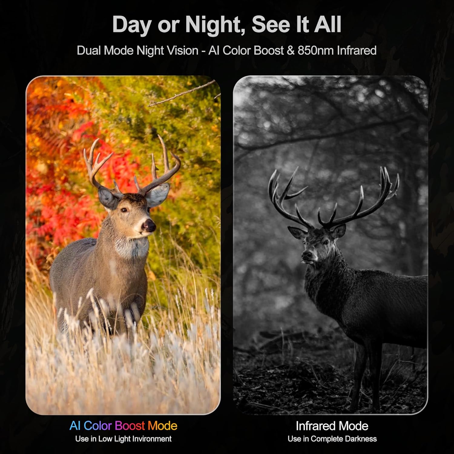 4K Night Vision Binoculars for Adults – AI Color Night Vision Goggles with 2000 ft Viewing Range, 5000mAh Rechargeable Battery & 32GB Card for Hunting, Camping & Wildlife Viewing (Camouflage)