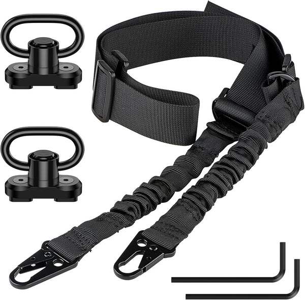 Two-Point Rifle Sling – M-LOK Compatible, QD Swivels, 360° Rotation, Elastic Shock Cord, 62" Adjustable | Tactical & Hunting