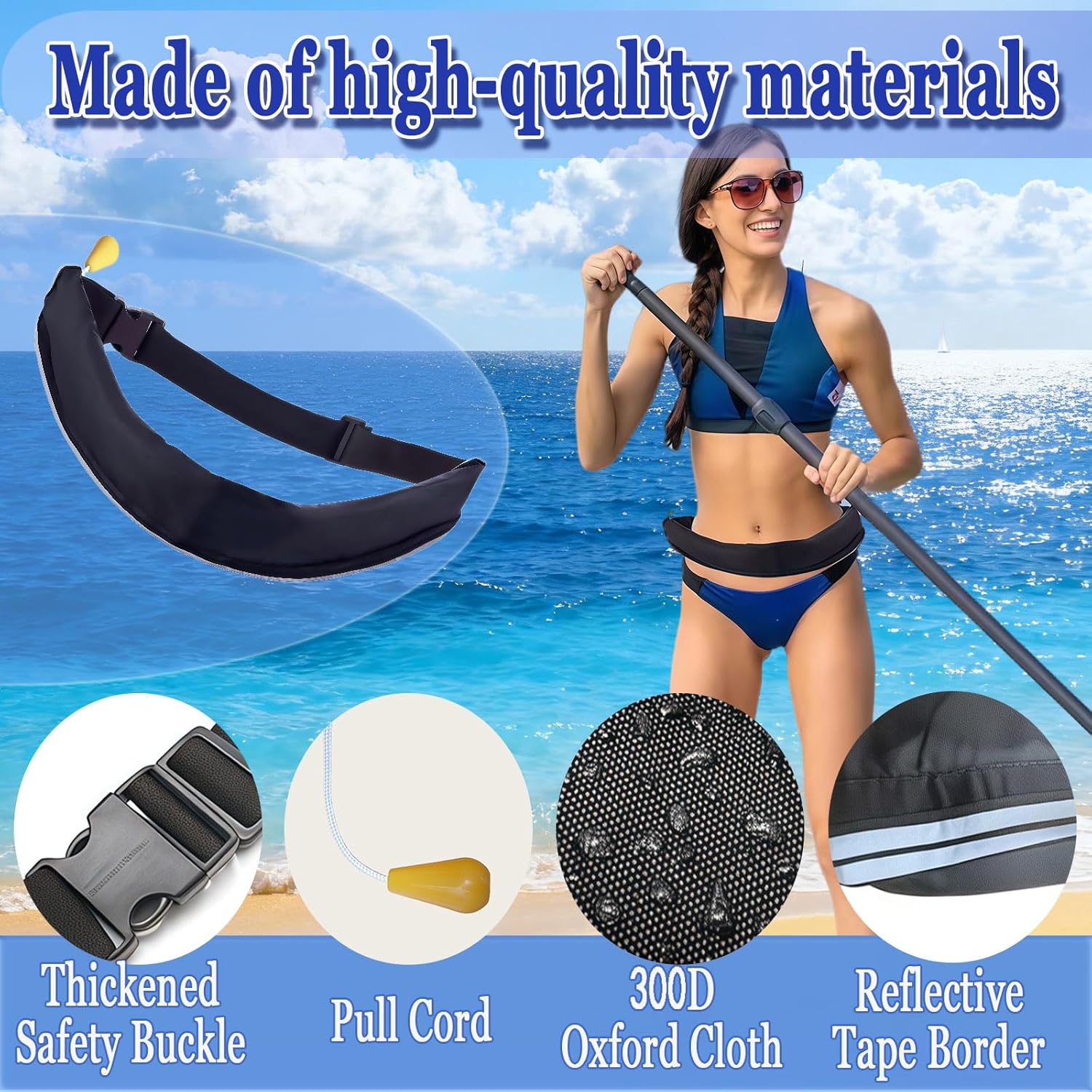 Manual Inflatable Life Belt Pack – Portable Adult Swim Safety Device with Blowpipe & Whistle | Ideal for Swimming, Kayaking, Fishing & Paddleboarding