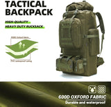 Side view of the 100L tactical backpack showing 902D Oxford fabric and external MOLLE webbing