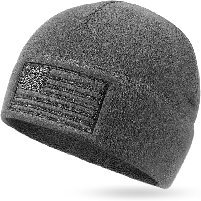 American Flag Fleece Watch Cap – USA Military Tactical Beanie, Multi-Season Warm Winter Hat for Men & Women
