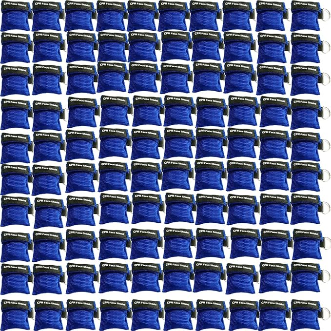 CPR Face Shield Keychain – 100 Pack Disposable Barrier Masks with One-Way Valve | First Aid & EDC
