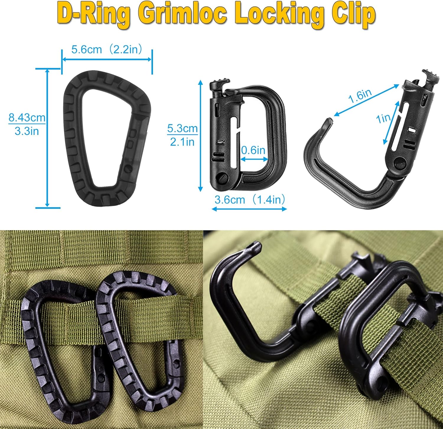 MOLLE Accessories Kit – Grimloc Clips, 360° D-Rings, Web Dominators, Strap Buckles & Key Holders