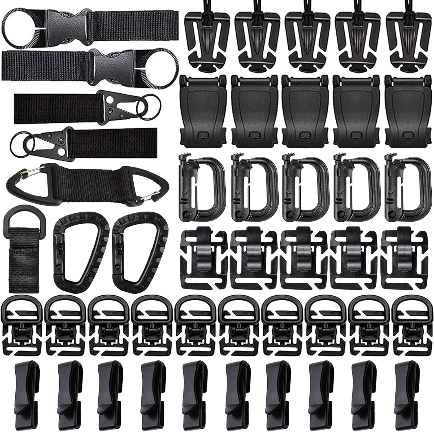MOLLE Accessories Kit – Grimloc Clips, 360° D-Rings, Web Dominators, Strap Buckles & Key Holders