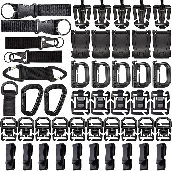 MOLLE Accessories Kit – Grimloc Clips, 360° D-Rings, Web Dominators, Strap Buckles & Key Holders