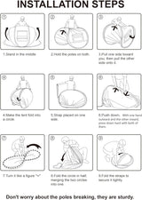 Step-by-step diagram showing how to fold the tent back down for storage