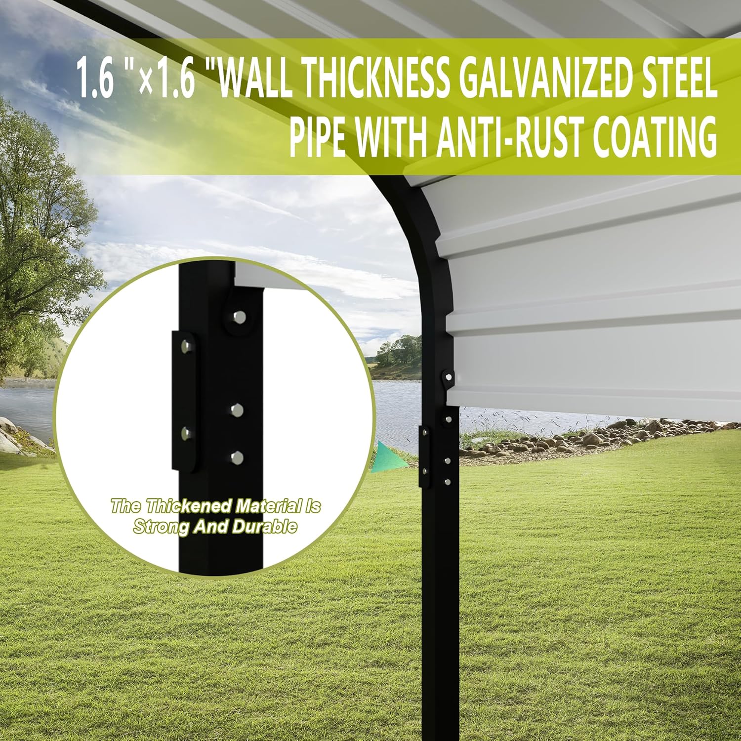 12x20x8.7 FT Heavy-Duty Metal Carport – Galvanized Steel Roof Car Shelter Garage for Car, Truck, Boat & Tractor | All-Weather Outdoor Canopy – Grey