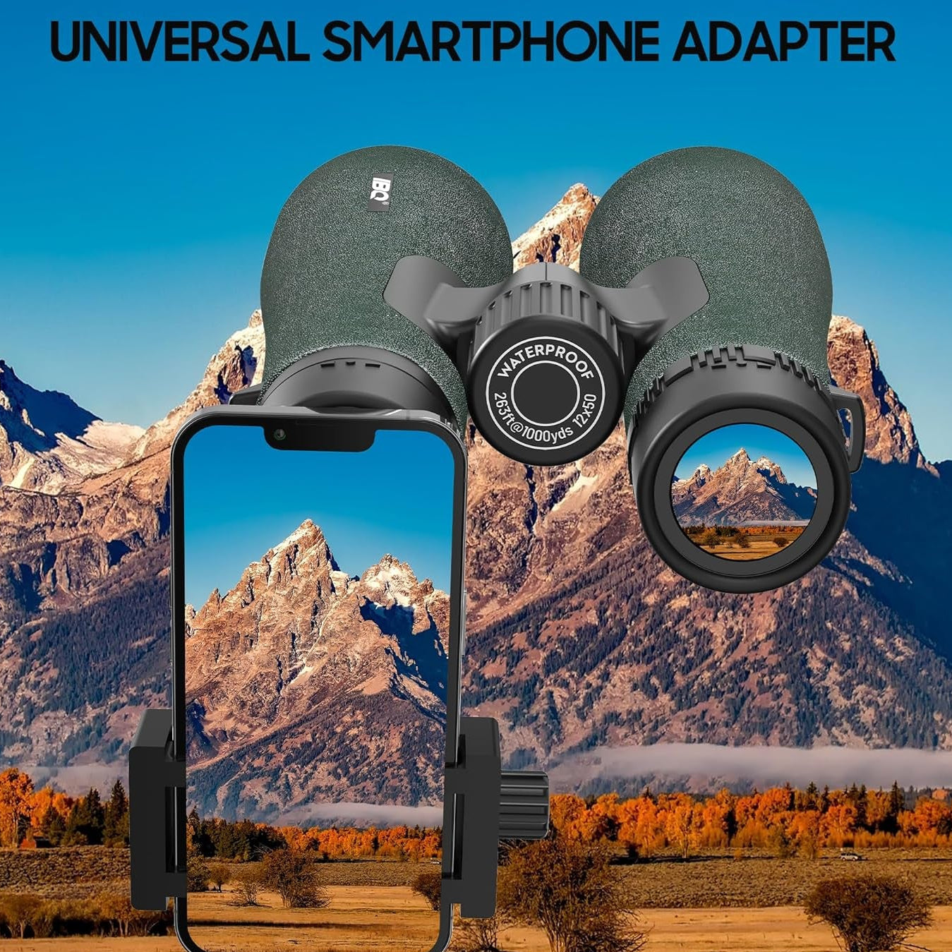 12×50 UHD Binoculars for Adults – High Powered Binoculars with Phone Adapter, Large Field of View, Lightweight & IPX7 Waterproof for Hunting, Bird Watching & Travel