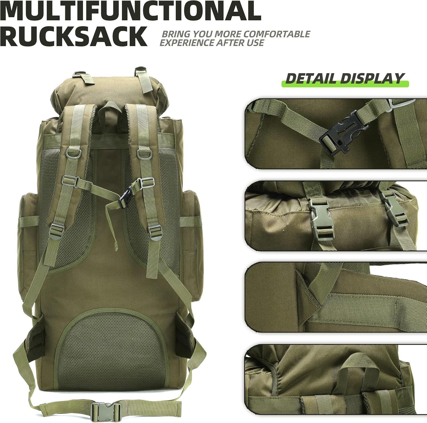100L Tactical Backpack – Military MOLLE Rucksack with Detachable Waist Bag | Hiking, Camping & Bug Out