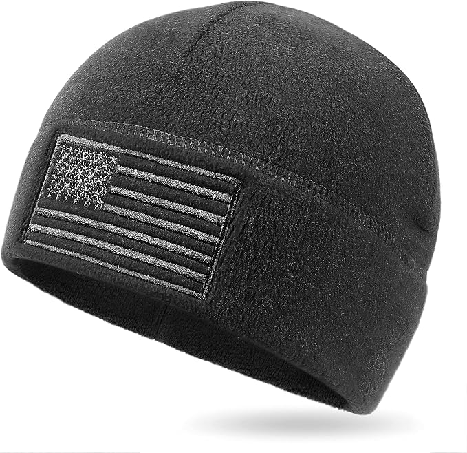 American Flag Fleece Watch Cap – USA Military Tactical Beanie, Multi-Season Warm Winter Hat for Men & Women