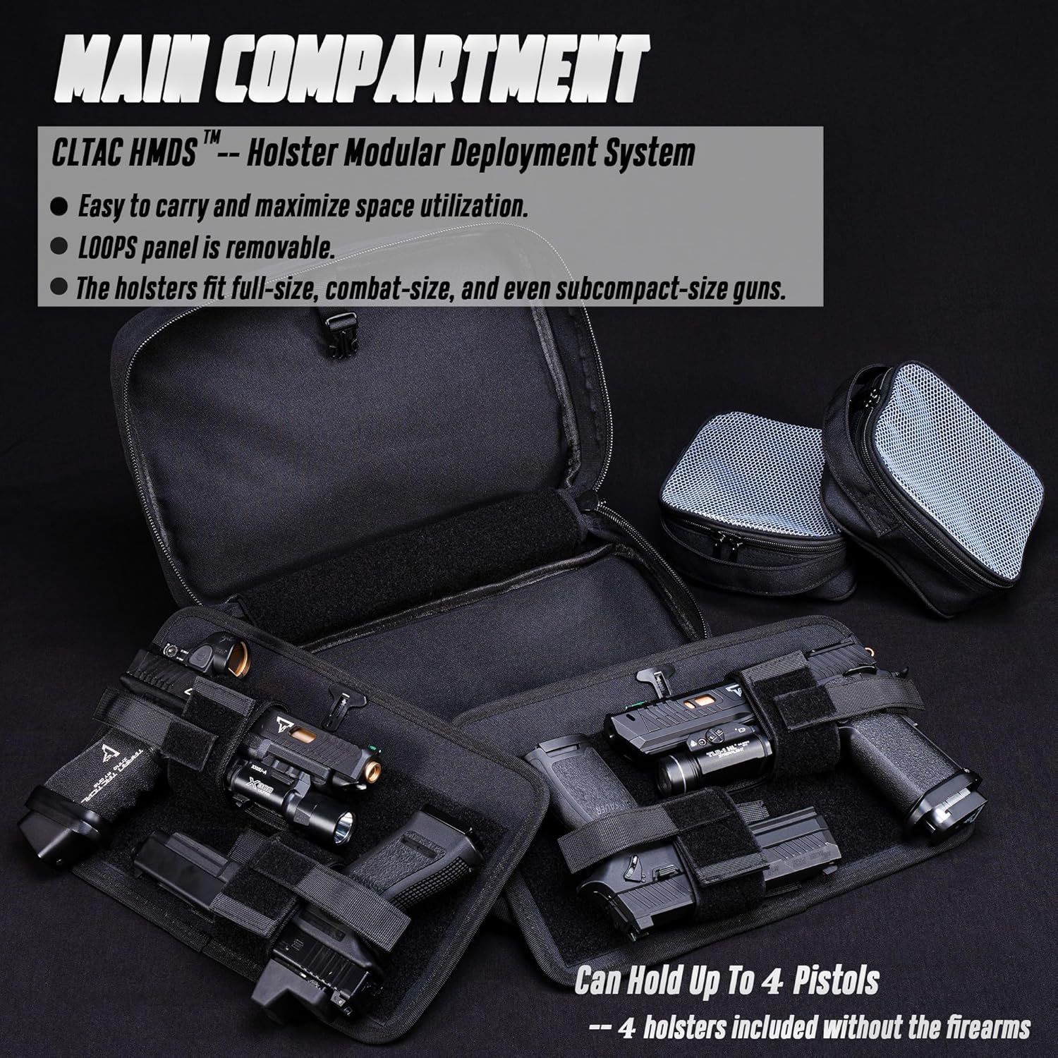 Tactical Soft Pistol Case – Compact Handgun Range Bag with 4 Holsters, Modular Storage, and Durable Design for Shooting, Hunting & Outdoor Use