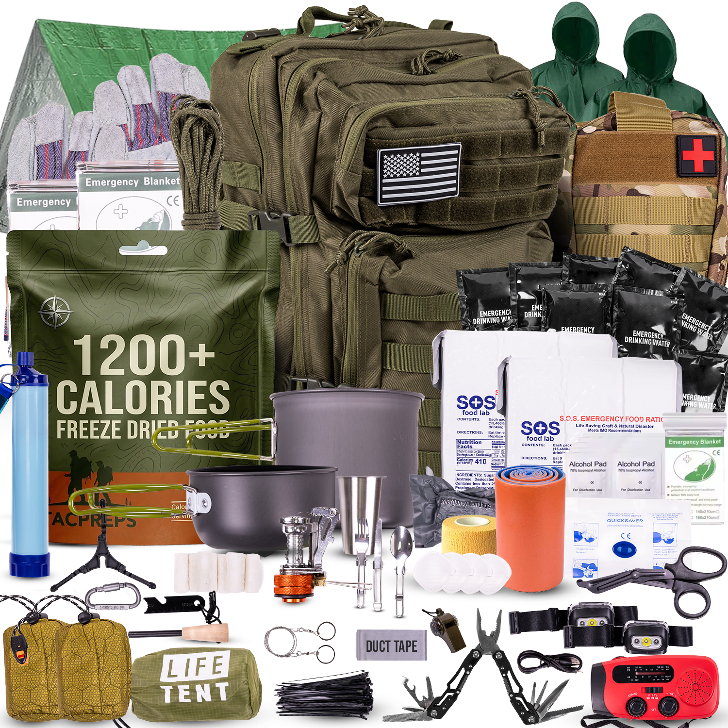 Complete 72 Hour Fully Loaded Bug Out Bag - Emergency Survival Kit - Get Home Bag - Go Bag Emergency Backpack