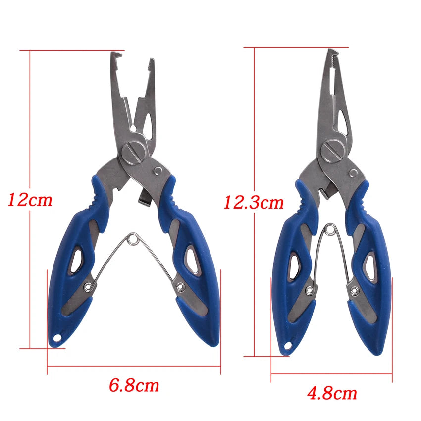 Multifunctional Fishing Pliers - Tackle Tool, Braid Cutter, Scissors, Fish Tongs & Knot-Tying Vise for Anglers