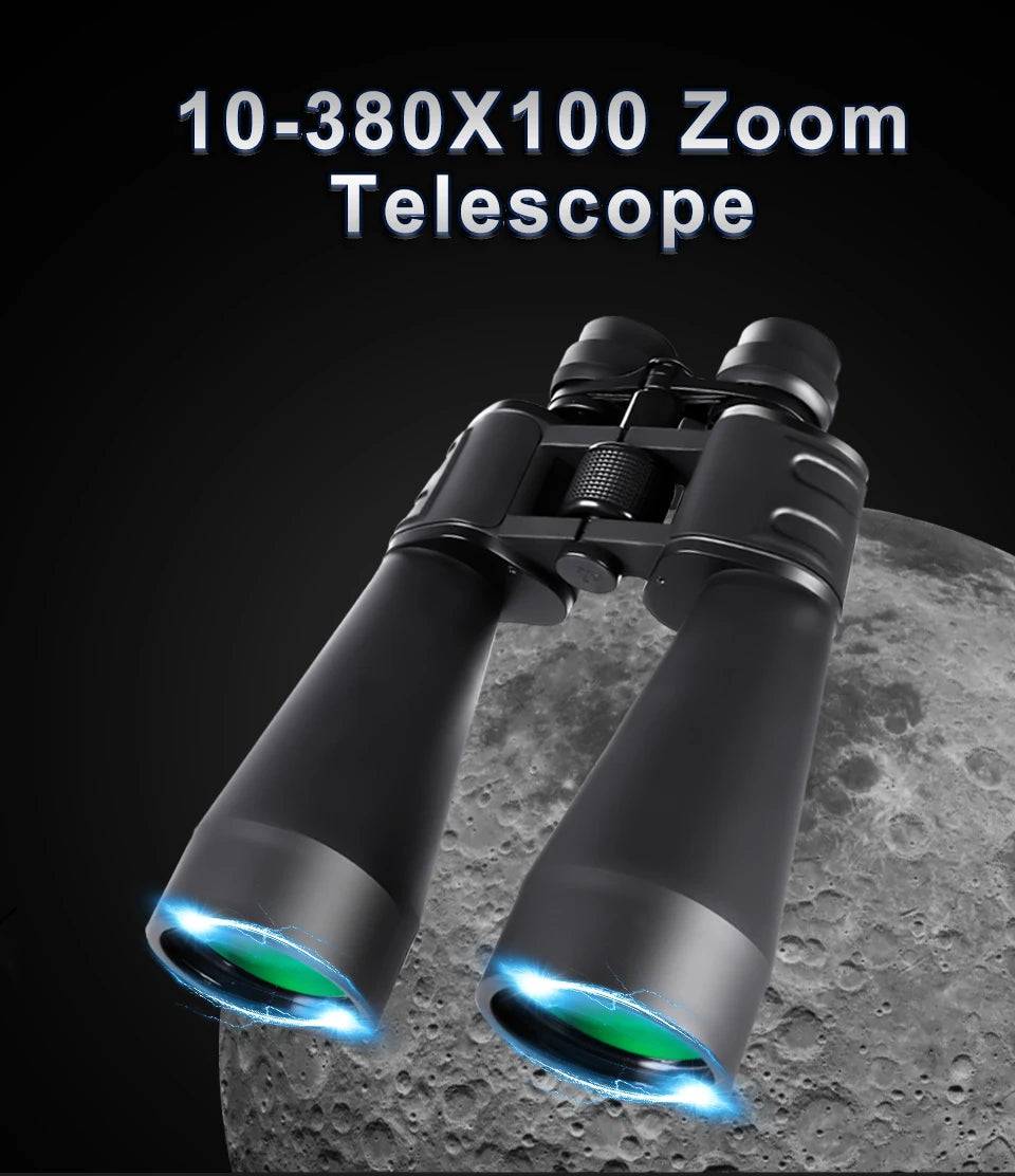 10-380x100 High-Powered Binoculars – Ultra Zoom HD BAK4 Long-Range Telescope for Hunting, Bird Watching, and Travel