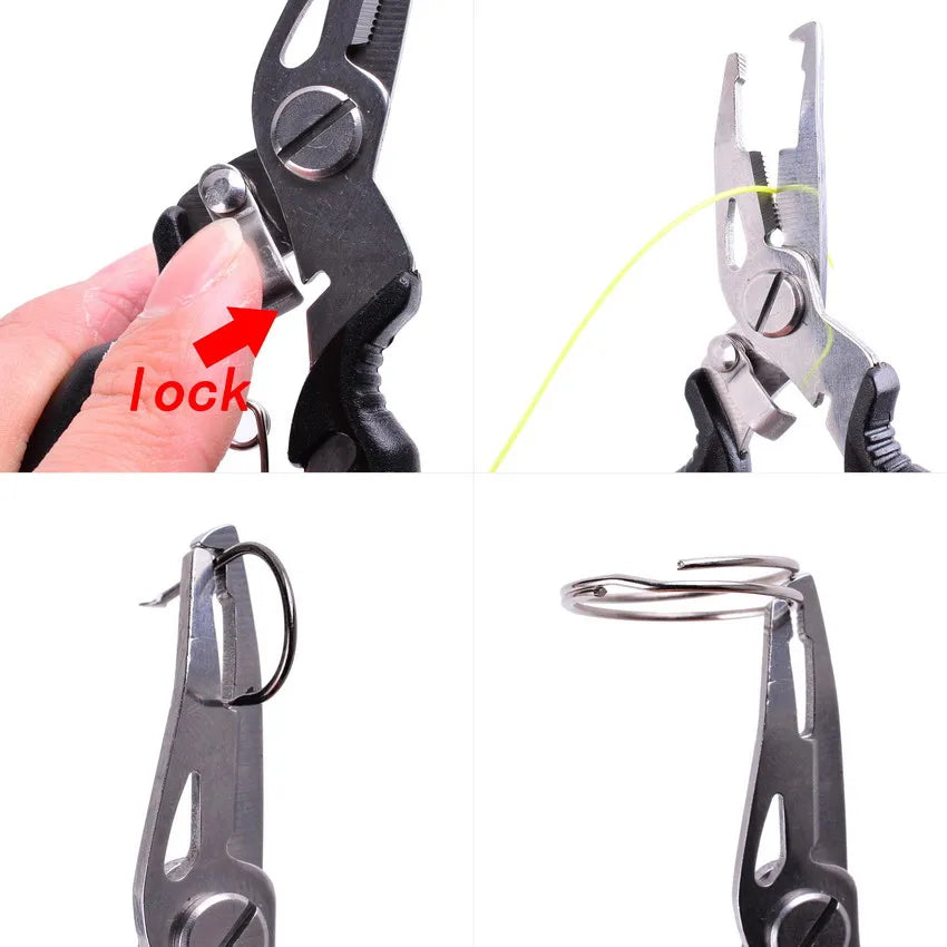 Multifunctional Fishing Pliers - Tackle Tool, Braid Cutter, Scissors, Fish Tongs & Knot-Tying Vise for Anglers
