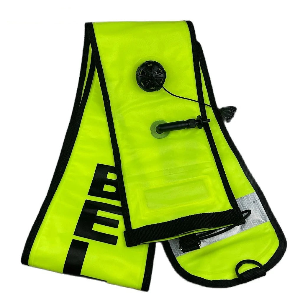 DIVE 1.5M Inflatable Scuba Diving SMB – High-Visibility Surface Marker Buoy with Oral & Regulator Inflation, Reflective Strips, & Stainless Steel D-Rings