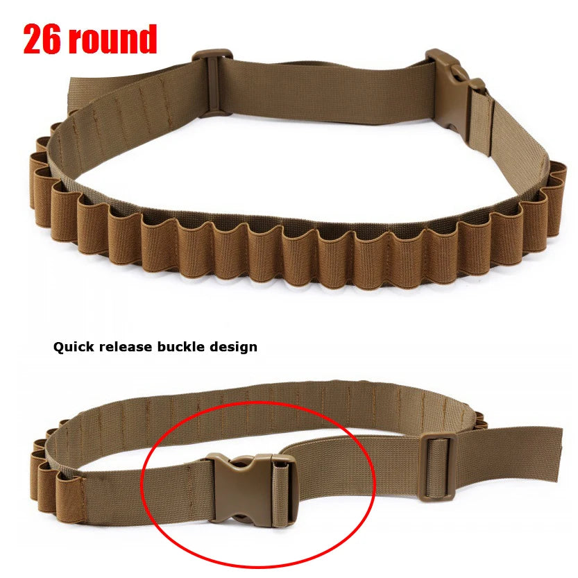 26/50 Round Shotgun Shell Bandolier Belt for 12 20 Gauge Cartridge, Bullet Belt Bandolier Ammo Holder Hunting accessories