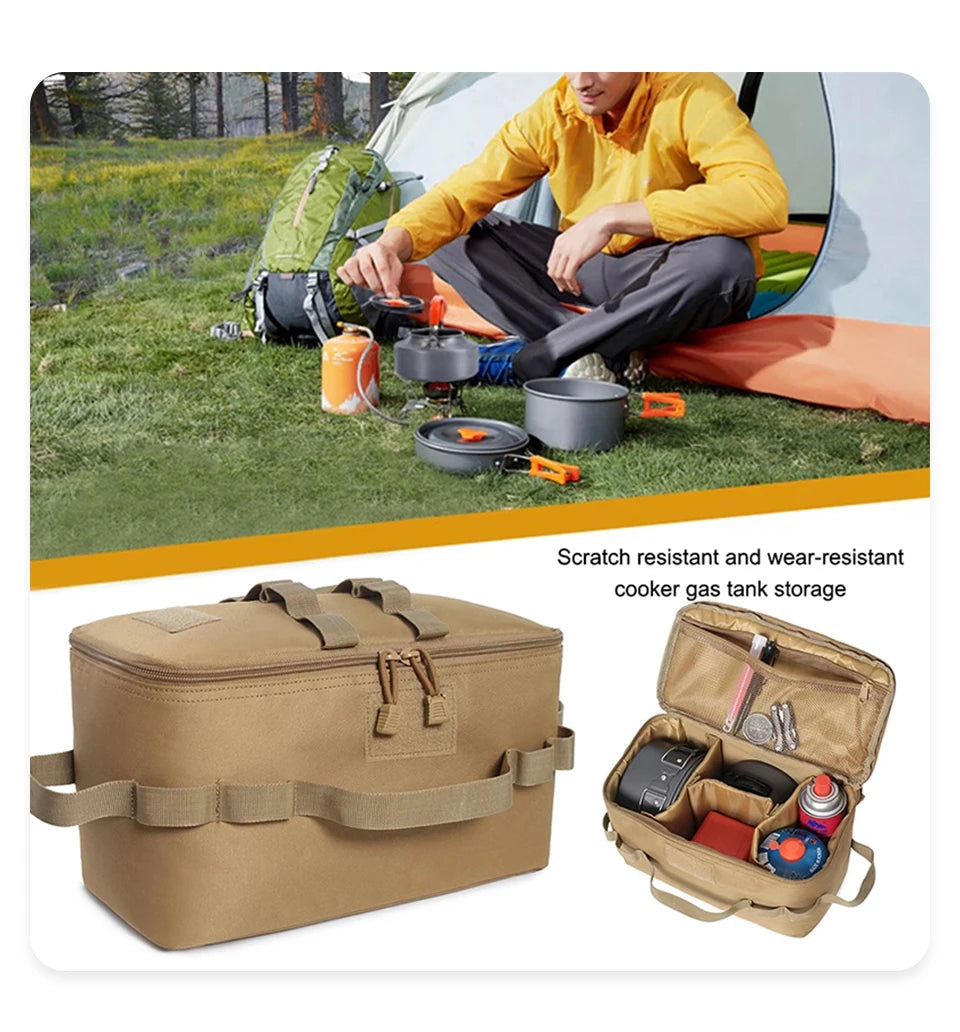 Large Capacity Outdoor Camping Gas Tank Storage Bag – Durable Ground Nail Tool Bag for Gas Canister, Picnic Cookware, and Camping Utensils Kit