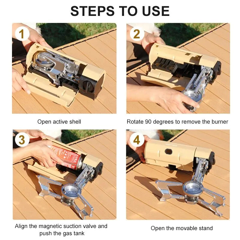 Portable Camping Gas Stove – High-Power Foldable Outdoor Burner with Auto Ignition & Safety Features for Hiking, Travel & Emergency Cooking