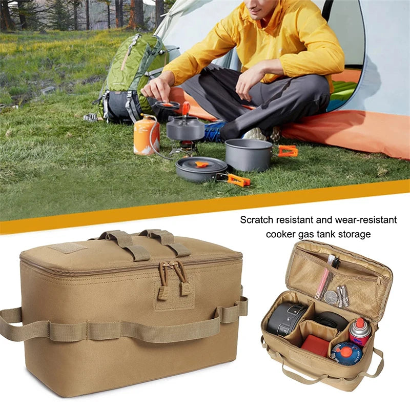 Large Capacity Outdoor Camping Gas Tank Storage Bag – Durable Ground Nail Tool Bag for Gas Canister, Picnic Cookware, and Camping Utensils Kit