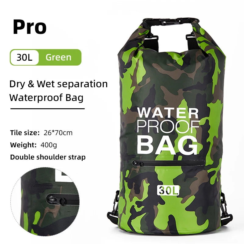 30L & 15L Waterproof Dry Bag Backpack with Wet/Dry Separation Pocket – Durable Outdoor Gear for Kayaking, Boating, Swimming & Water Sports
