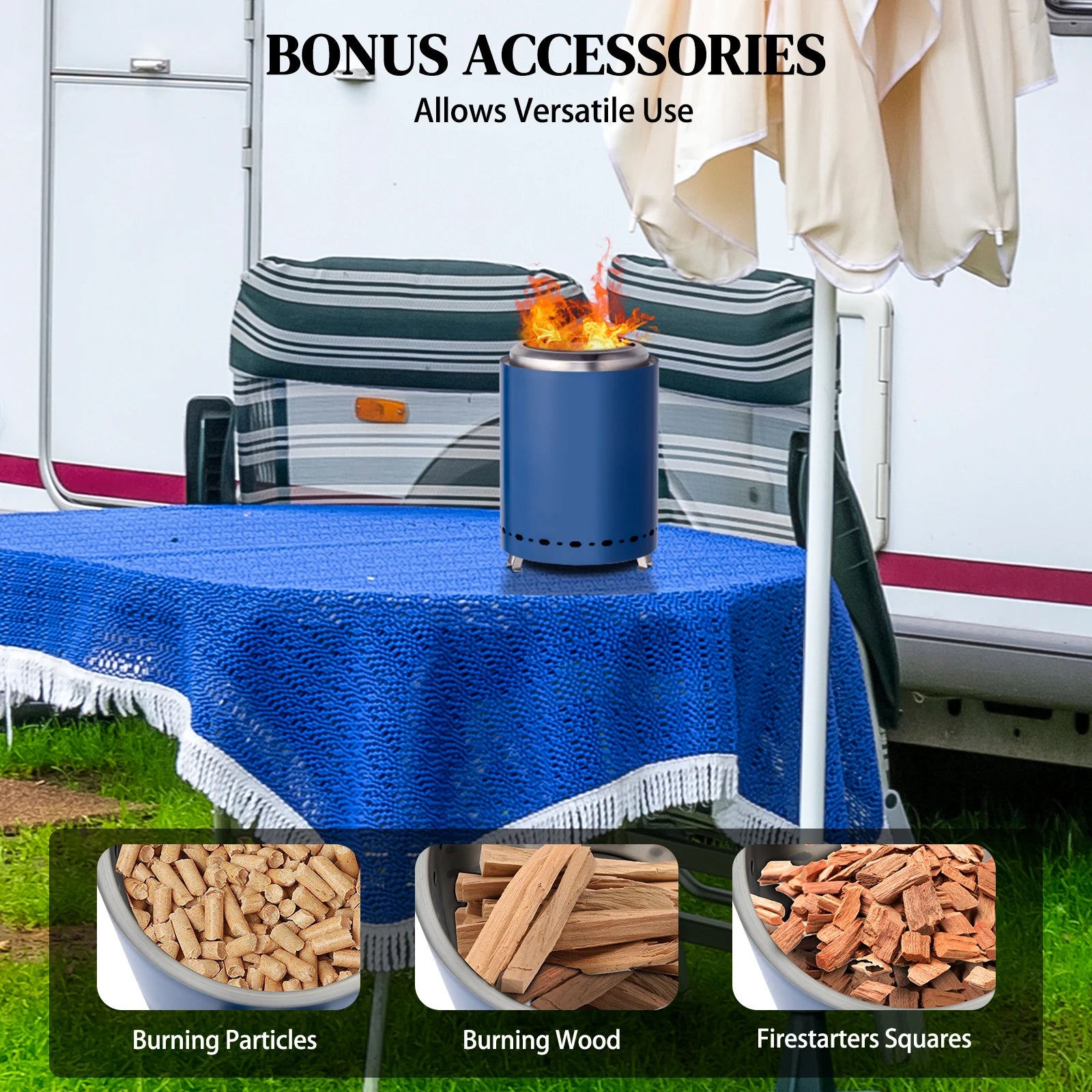 Smokeless Mini Tabletop Fire Pit - Portable Indoor & Outdoor Fire Bowl for Home, Patio, Camping, Backyard, and Balcony - Compact Personal Fireplace for S’mores, Ambiance, and Warmth
