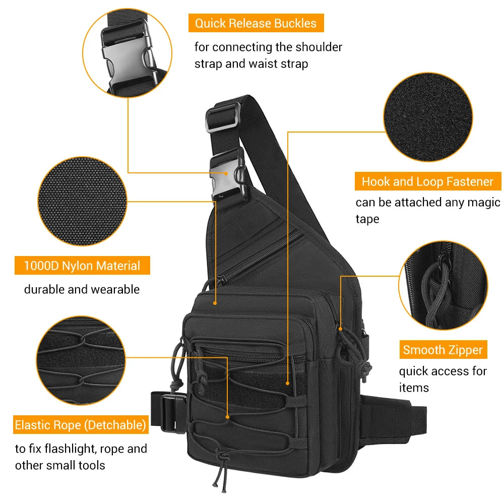 Tactical Gun Bag Concealed Gun Holster Shoulder Bag Chest Bag Crossbody Bag for Pistol Handgun Airsoft Hunting Bag Backpack