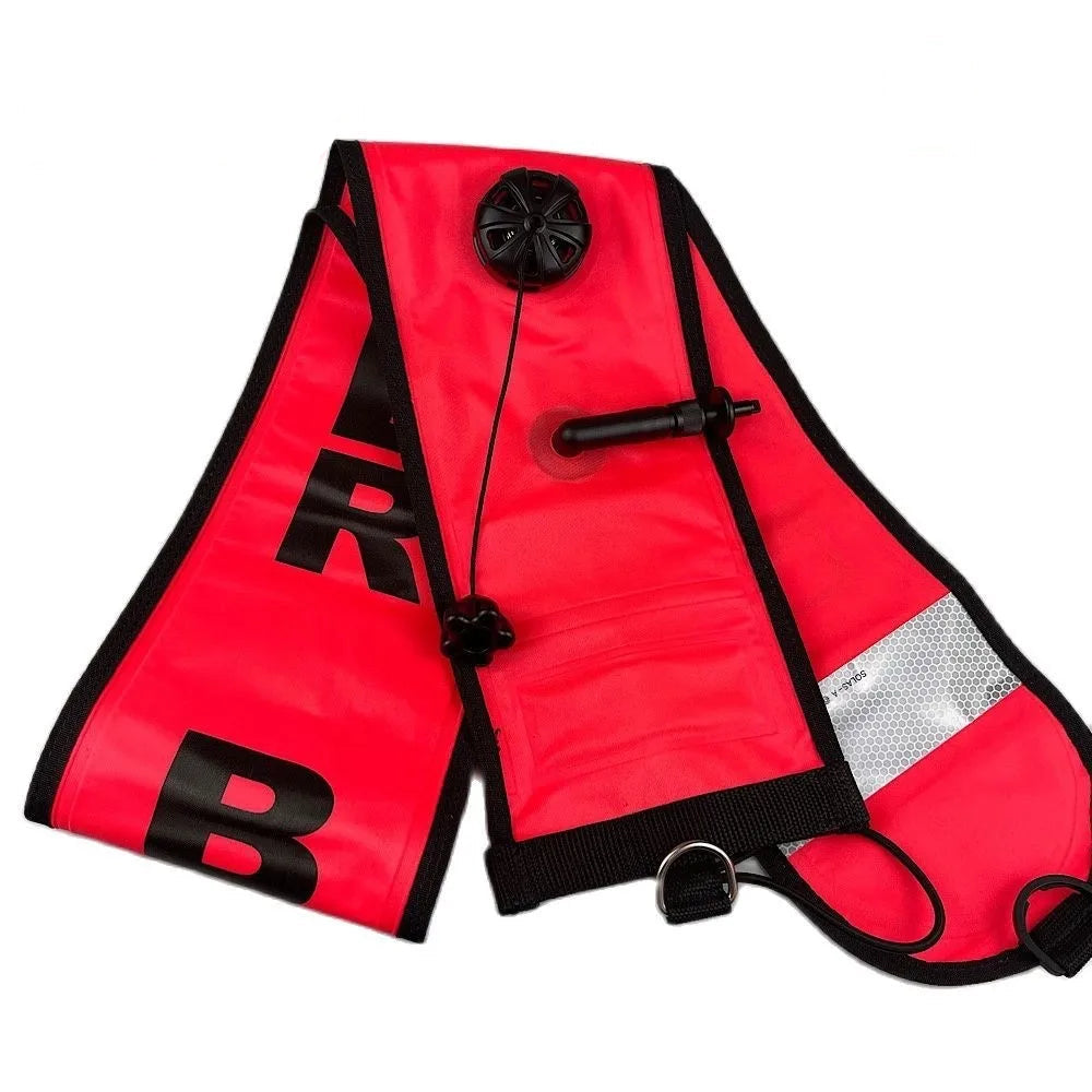 DIVE 1.5M Inflatable Scuba Diving SMB – High-Visibility Surface Marker Buoy with Oral & Regulator Inflation, Reflective Strips, & Stainless Steel D-Rings
