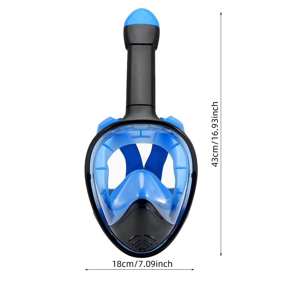 Full Face Snorkel Mask with Camera Mount – 180° Panoramic View, Anti-Fog, Anti-Leak, Easy Breathing Snorkeling Mask for Adults & Youth