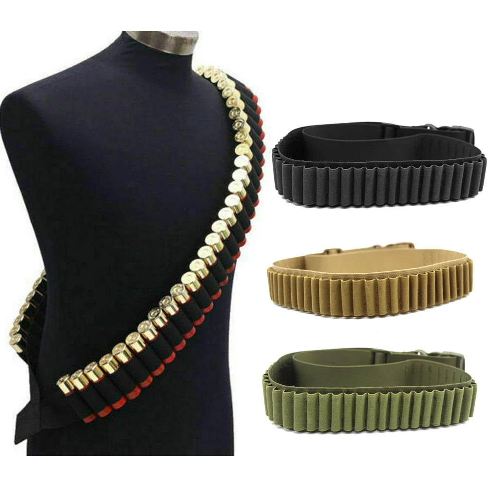 26/50 Round Shotgun Shell Bandolier Belt for 12 20 Gauge Cartridge, Bullet Belt Bandolier Ammo Holder Hunting accessories