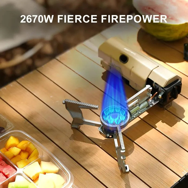 Portable Camping Gas Stove – High-Power Foldable Outdoor Burner with Auto Ignition & Safety Features for Hiking, Travel & Emergency Cooking