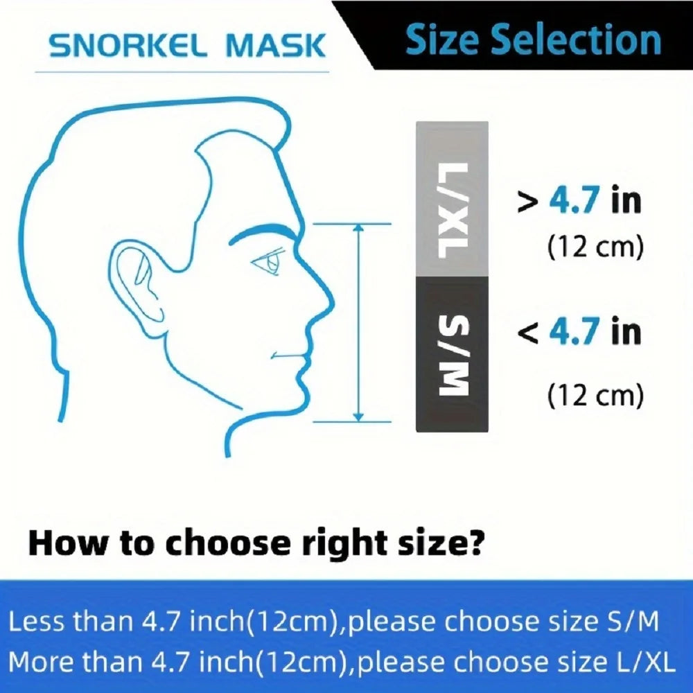 Full Face Snorkel Mask with Camera Mount – 180° Panoramic View, Anti-Fog, Anti-Leak, Easy Breathing Snorkeling Mask for Adults & Youth