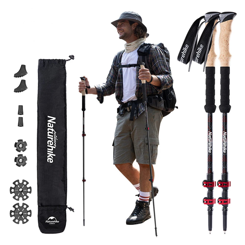 Lightweight Carbon Fiber Trekking Poles – 2PCS Collapsible Telescopic Hiking Sticks for Walking, Climbing & Backpacking