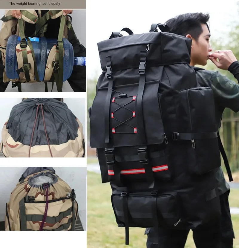 40L-130L Tactical Army Hiking Backpack – Outdoor Camping Rucksack, Waterproof, Breathable, Military Style