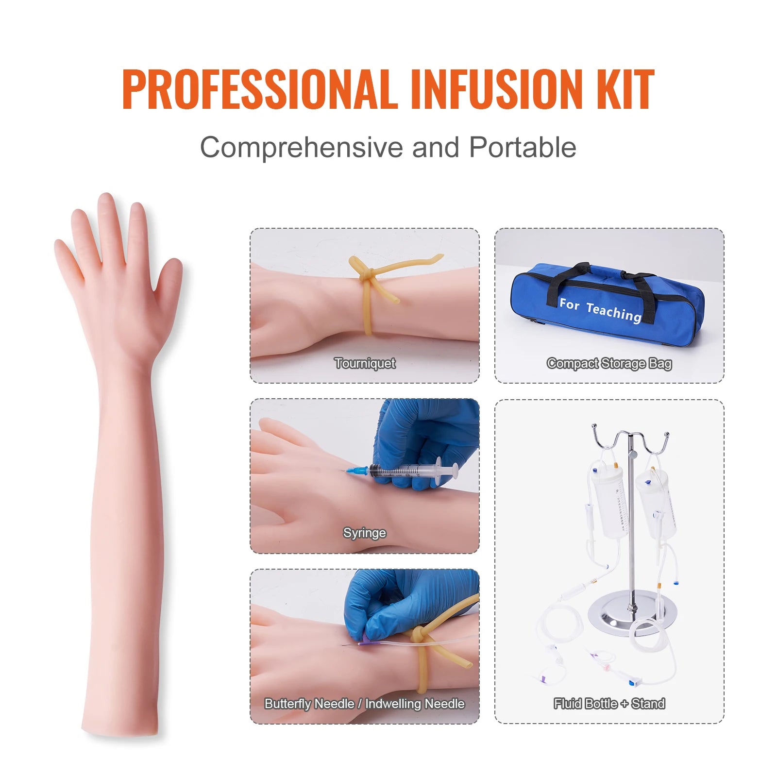 Phlebotomy Practice Kit – Complete IV Venipuncture Training Kit with Carrying Bag for Students & Interns