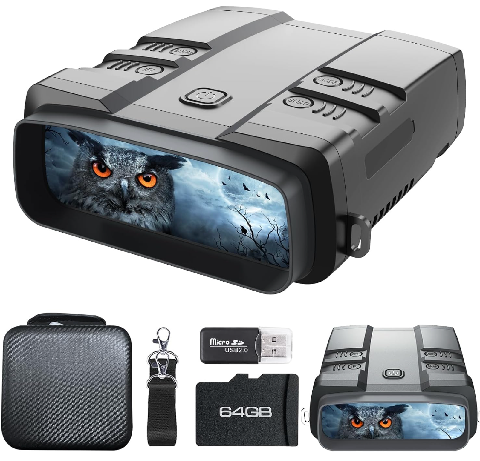 Night Vision Goggles, True 4K Full-Color Night Vision Binoculars, Built-in Powerful Focusable IR, 6000mAh Rechargeable Battery, Super Large Display, Long Viewing Range, Free 64GB Card (Black)
