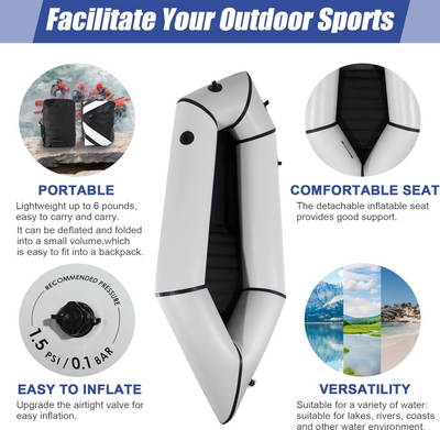 1-Person TPU packraft deflated and folded into its compact travel size