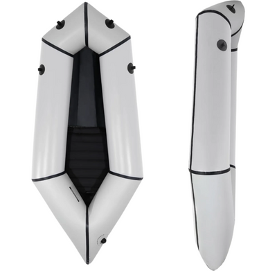1-Person TPU packraft inflatable kayak fully assembled on the water
