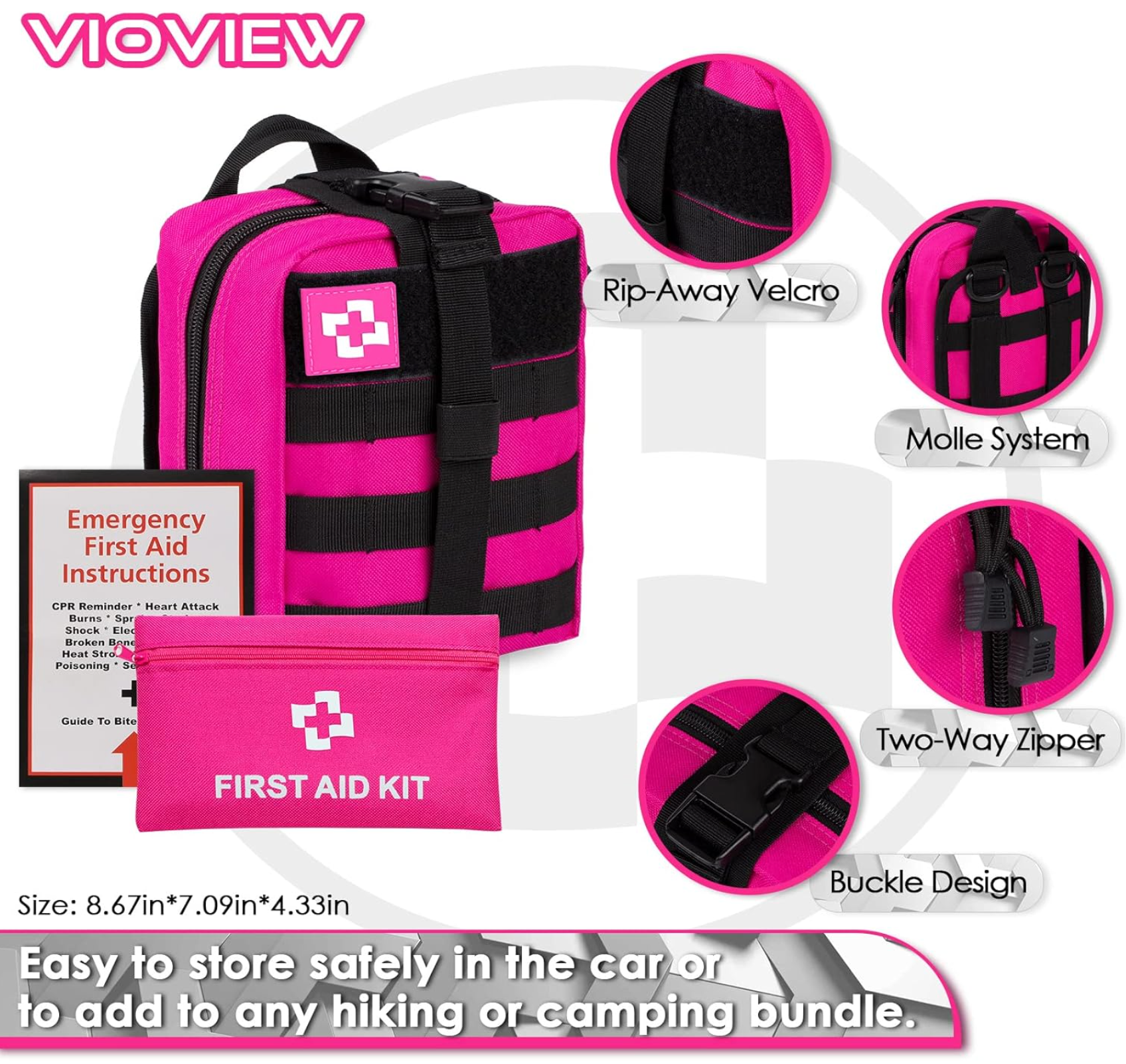 Women’s Pink Emergency Survival & First Aid Kit – Self Defense Gear with Tactical Molle Pouch, Emergency Tent, and Outdoor Survival Equipment for Hiking, Camping, and Adventure