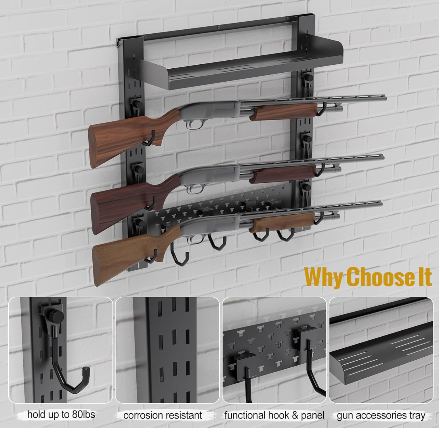 Gun Rack Wall Mount, Indoor Gun Rack for Wall Mount Horizontal Wall Gun Rack Indoor Floor for Helmet Vest Belt Police Gear