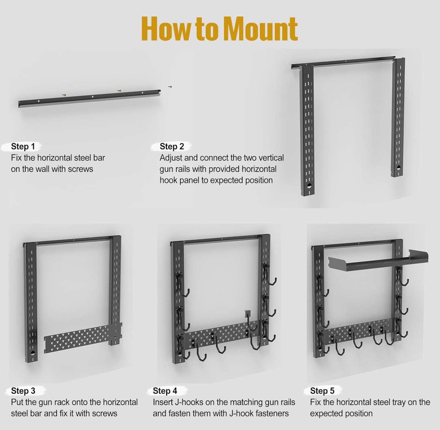 Gun Rack Wall Mount, Indoor Gun Rack for Wall Mount Horizontal Wall Gun Rack Indoor Floor for Helmet Vest Belt Police Gear