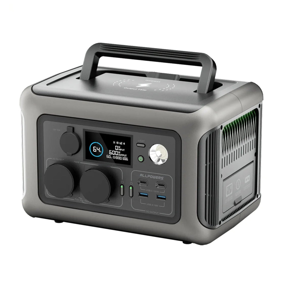 ALLPOWERS R600 Portable Power Station – 299Wh LiFePO4 Battery Backup with 2x 600W (1200W Surge) AC Outlets, Solar Generator for Camping, RV, Emergency, and Home Use