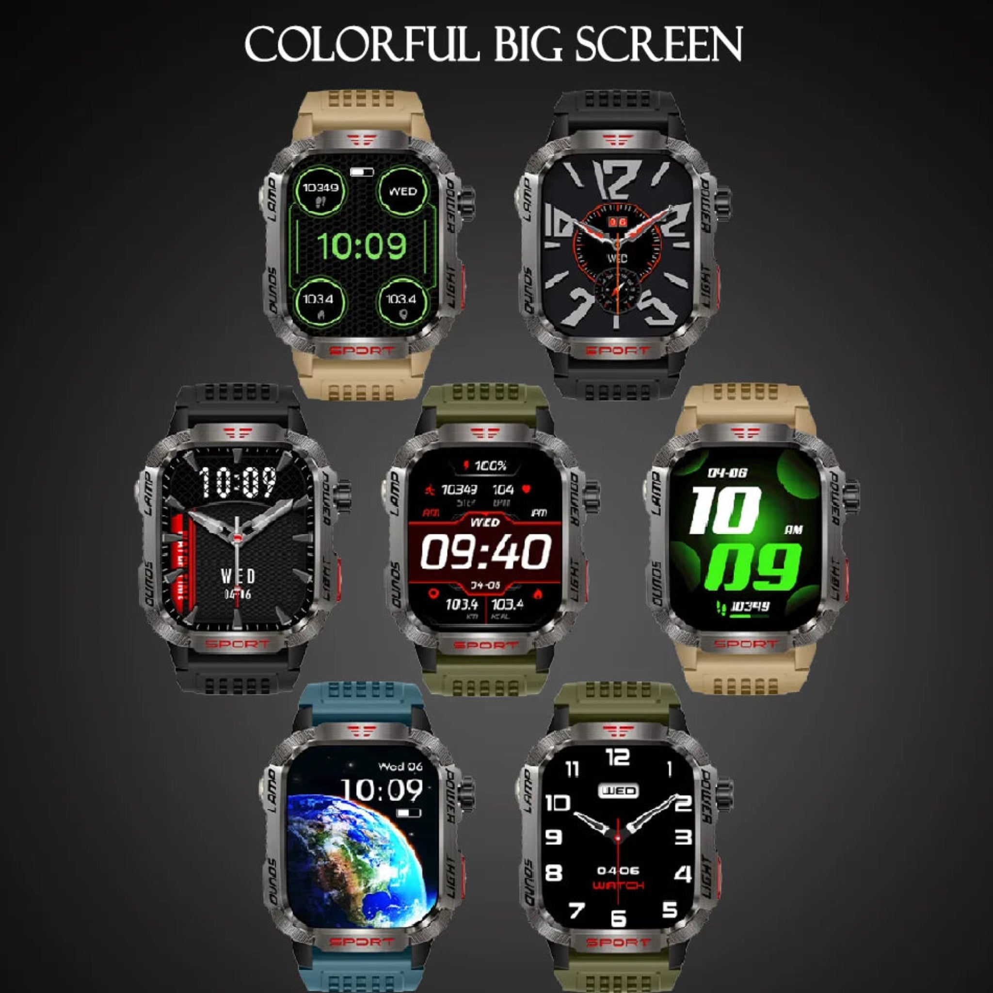 Military GPS Smartwatch for Men – Waterproof Outdoor Sports Watch with Flashlight, Compass, Bluetooth Calling & Fitness Tracker