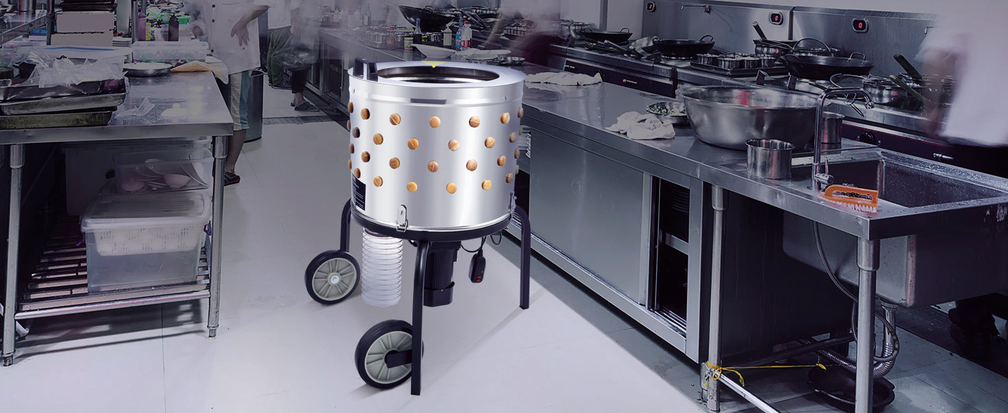 20-Inch Stainless Steel Chicken Plucker Machine – 500W Poultry Plucking Machine with 108 Soft Fingers & Debris Collection System for Efficient Feather Removal